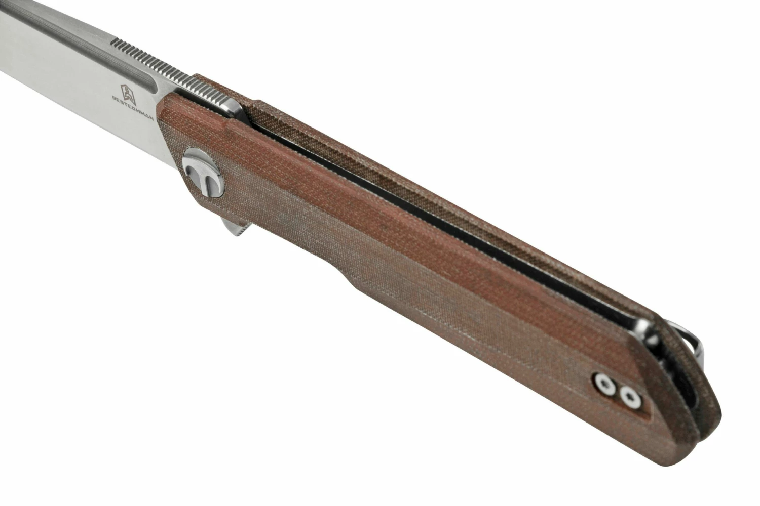 Bestechman Dundee BMK01K Brown Micarta, Ostap Hel Design Knivesandtools Exclusive, Couteau De Poche 7 Bestechman Dundee BMK01K Brown Micarta, Ostap Hel Design Knivesandtools Exclusive, Couteau De Poche – Image 5