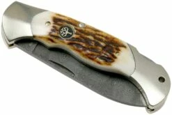 Böker Scout Spearpoint Stag Damascus 112201DAM Corne De Cerf, Couteau De Poche -KNIVESANDTOOLS Magasin BO112201DAM 04 boker