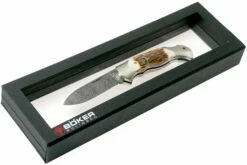 Böker Scout Spearpoint Stag Damascus 112201DAM Corne De Cerf, Couteau De Poche -KNIVESANDTOOLS Magasin BO112201DAM 08 boker
