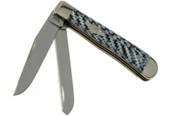 Case Medium Trapper White & Black Carbon Fiber-G10 Weave Smooth, 38920, 10254 SS Couteau De Poche