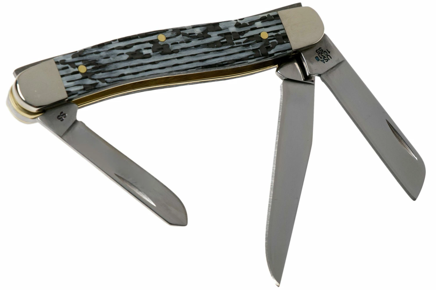 Case Medium Stockman White & Black Carbon Fiber-G10 Weave Smooth, 38923, 10318 SS Couteau De Poche 4 Case Medium Stockman White & Black Carbon Fiber-G10 Weave Smooth, 38923, 10318 SS Couteau De Poche – Image 2