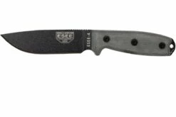ESEE Model 4 Black Blade, Grey Handle 4P-MB Avec étui Coyote + Clip Et MOLLE-back