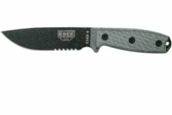 ESEE Model 4 Serrated Blade, Grey Handle 4S-MB-B Avec étui Noir + Clip Et MOLLE-back