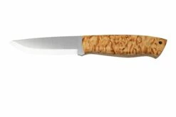 Brisa Trapper 95, N690Co Scandi, Stabilized Curly Birch, Couteau Fixe