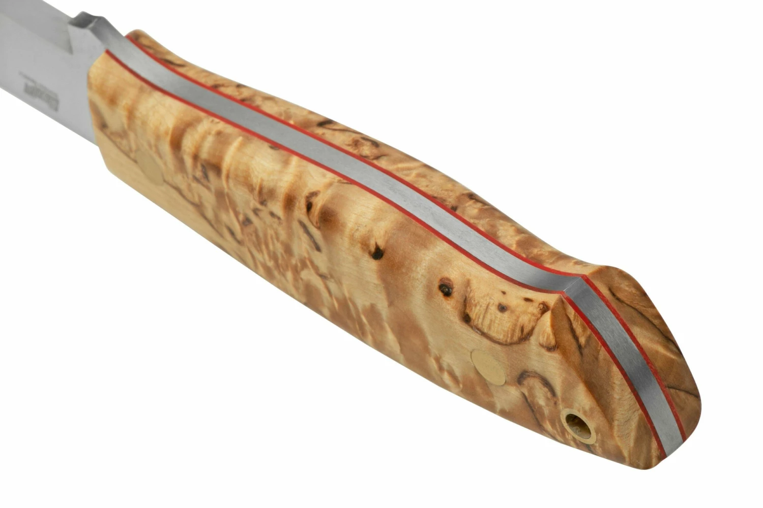 Brisa Trapper 95, N690Co Scandi, Stabilized Curly Birch, Couteau Fixe 6 Brisa Trapper 95, N690Co Scandi, Stabilized Curly Birch, Couteau Fixe – Image 4