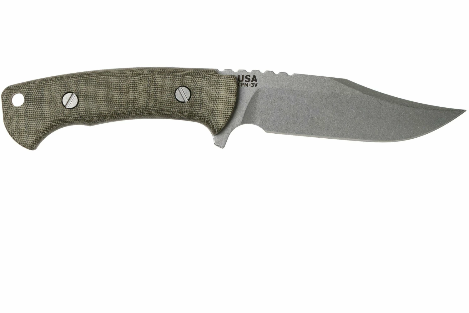 Rick Hinderer Ranch Bowie Green Canvas Micarta, Stonewashed, Couteau Bowie 4 Rick Hinderer Ranch Bowie Green Canvas Micarta, Stonewashed, Couteau Bowie – Image 2
