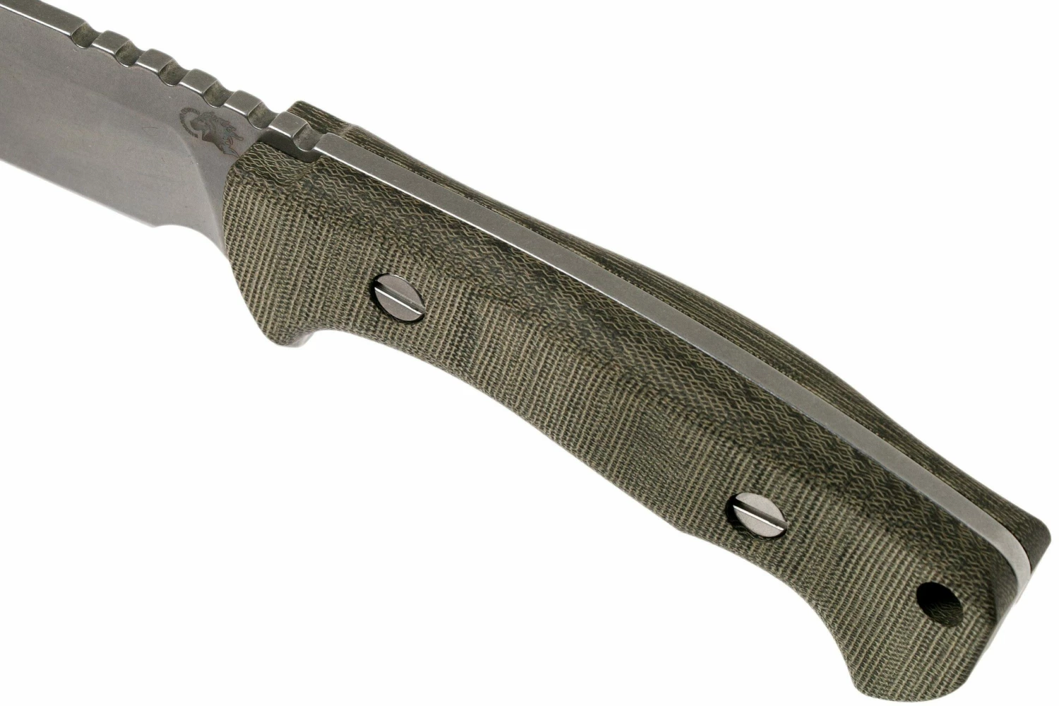 Rick Hinderer Ranch Bowie Green Canvas Micarta, Stonewashed, Couteau Bowie 7 Rick Hinderer Ranch Bowie Green Canvas Micarta, Stonewashed, Couteau Bowie – Image 5
