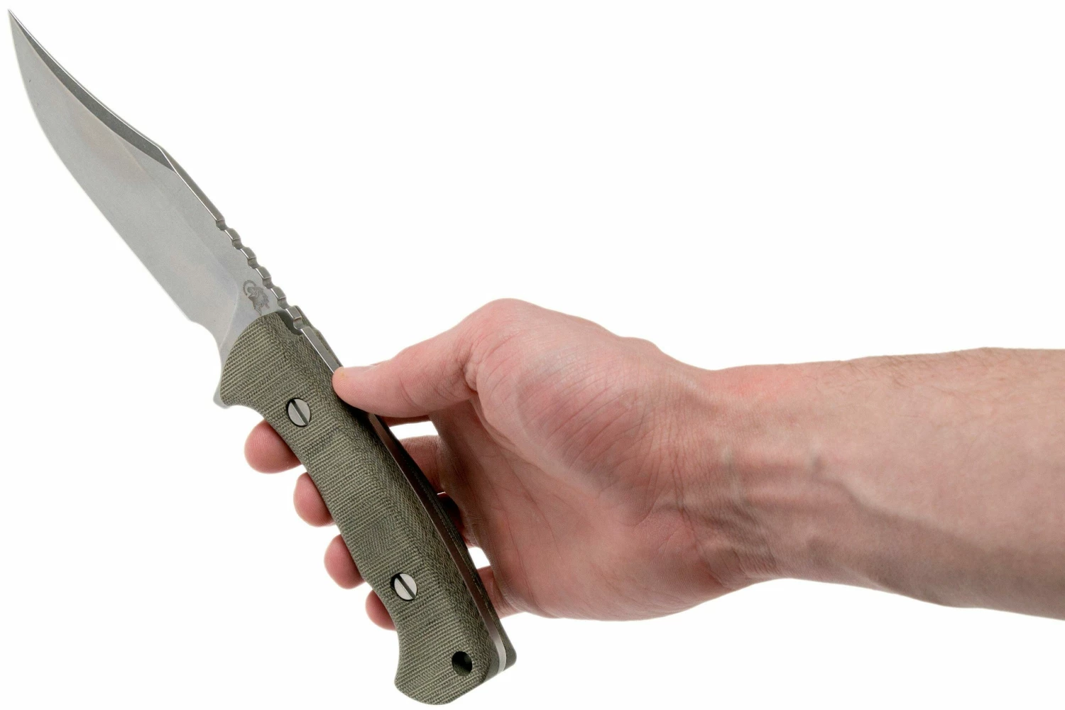 Rick Hinderer Ranch Bowie Green Canvas Micarta, Stonewashed, Couteau Bowie 8 Rick Hinderer Ranch Bowie Green Canvas Micarta, Stonewashed, Couteau Bowie – Image 6