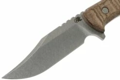 Rick Hinderer Ranch Bowie Natural Canvas Micarta, Stonewashed, Couteau Bowie -KNIVESANDTOOLS Magasin HRK TRB SW NM 03 rick hinderer knives
