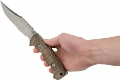 Rick Hinderer Ranch Bowie Natural Canvas Micarta, Stonewashed, Couteau Bowie -KNIVESANDTOOLS Magasin HRK TRB SW NM 06 rick hinderer knives