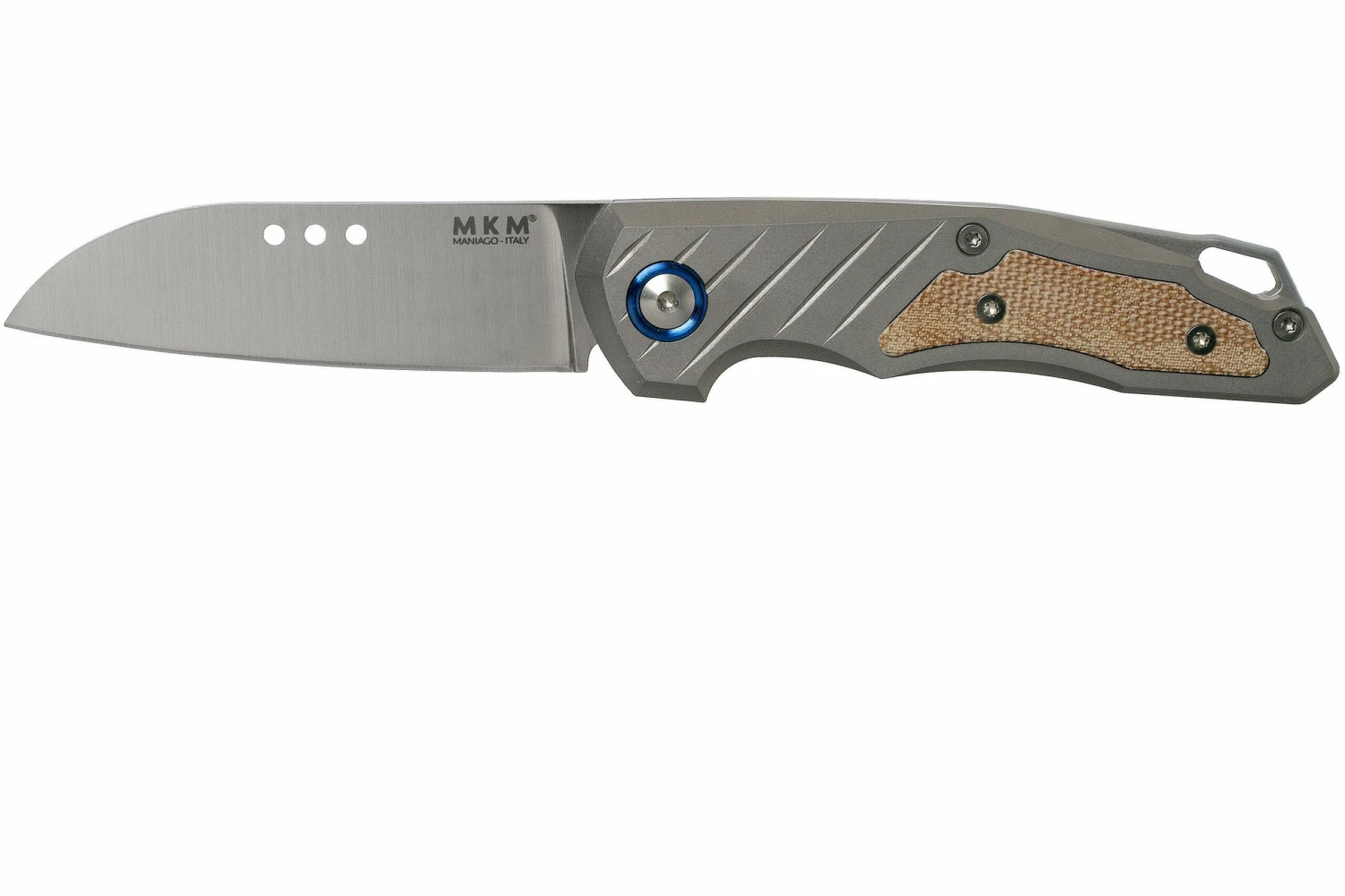 MKM Root RT-NCT Titanium Natural Canvas Micarta Couteau De Poche, Jens Anso Design 3 MKM Root RT-NCT Titanium Natural Canvas Micarta Couteau De Poche, Jens Anso Design