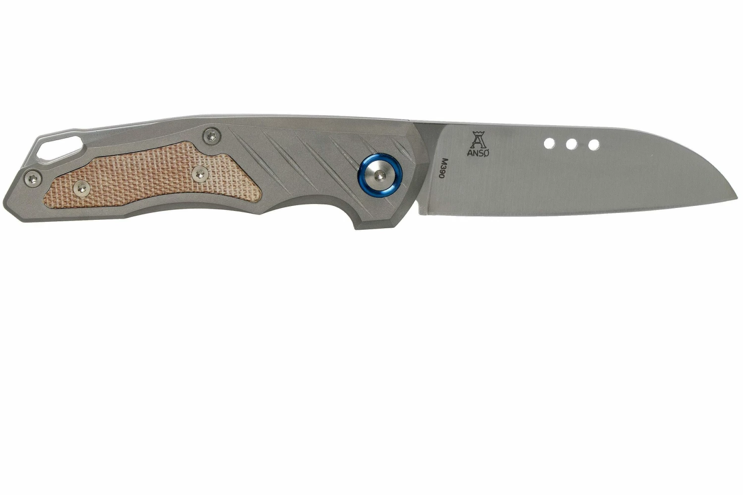 MKM Root RT-NCT Titanium Natural Canvas Micarta Couteau De Poche, Jens Anso Design 4 MKM Root RT-NCT Titanium Natural Canvas Micarta Couteau De Poche, Jens Anso Design – Image 2