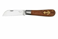 Otter Anchor Knife 173 R Large Stainless, Sapeli, Brass Anchor, Couteau De Poche
