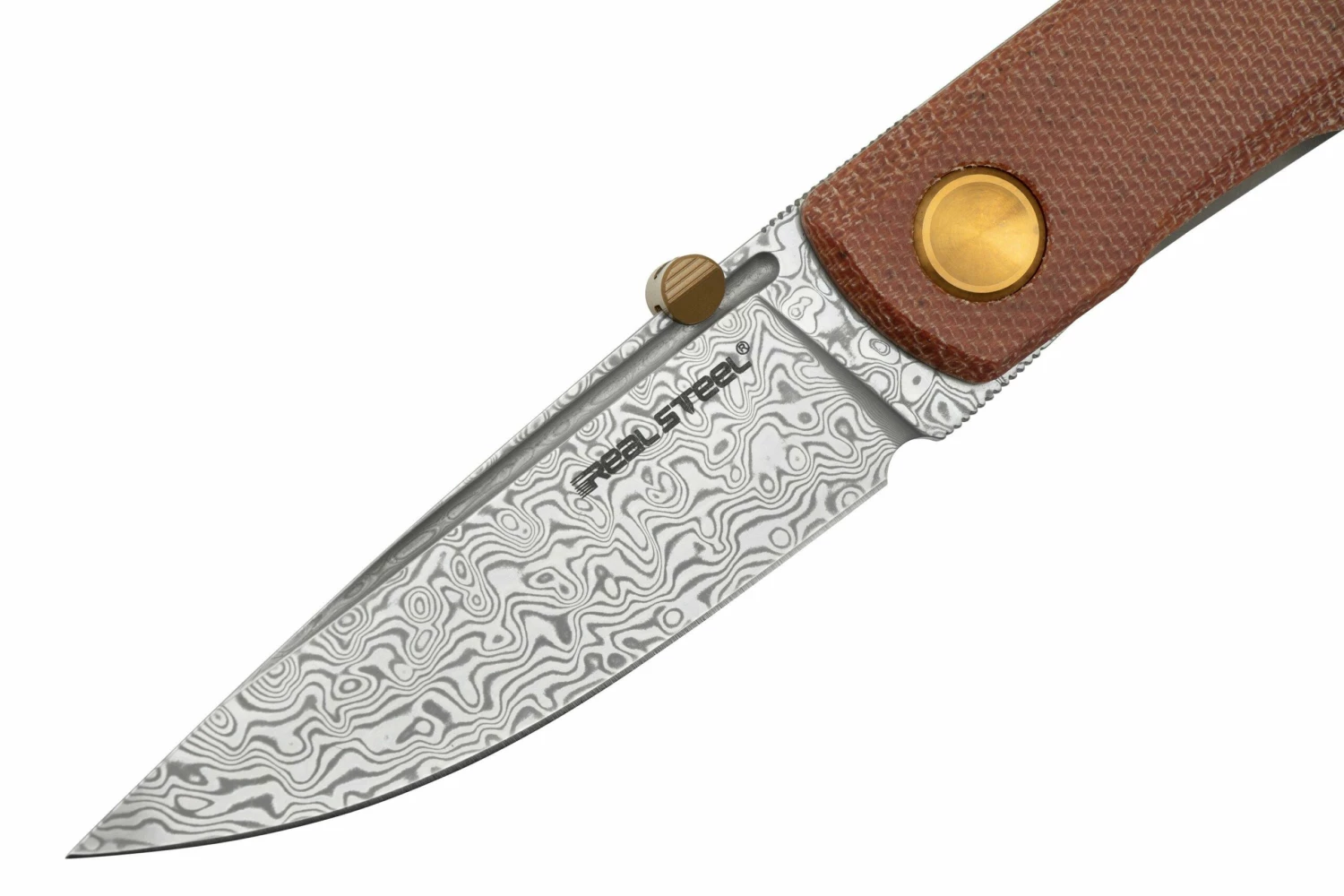 Real Steel Luna Boost Premium, Damascus, Brown Micarta, Couteau De Poche Knivesandtools Exclusive 5 Real Steel Luna Boost Premium, Damascus, Brown Micarta, Couteau De Poche Knivesandtools Exclusive – Image 3