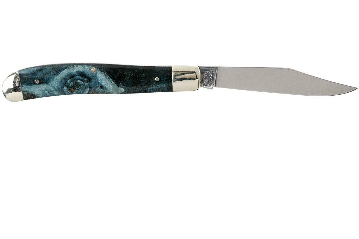 Robert Klaas US Trapper 95mm Blue Poplar Burl 412-1-2MAP-BL-TRS Couteau 4 Robert Klaas US Trapper 95mm Blue Poplar Burl 412-1-2MAP-BL-TRS Couteau – Image 2