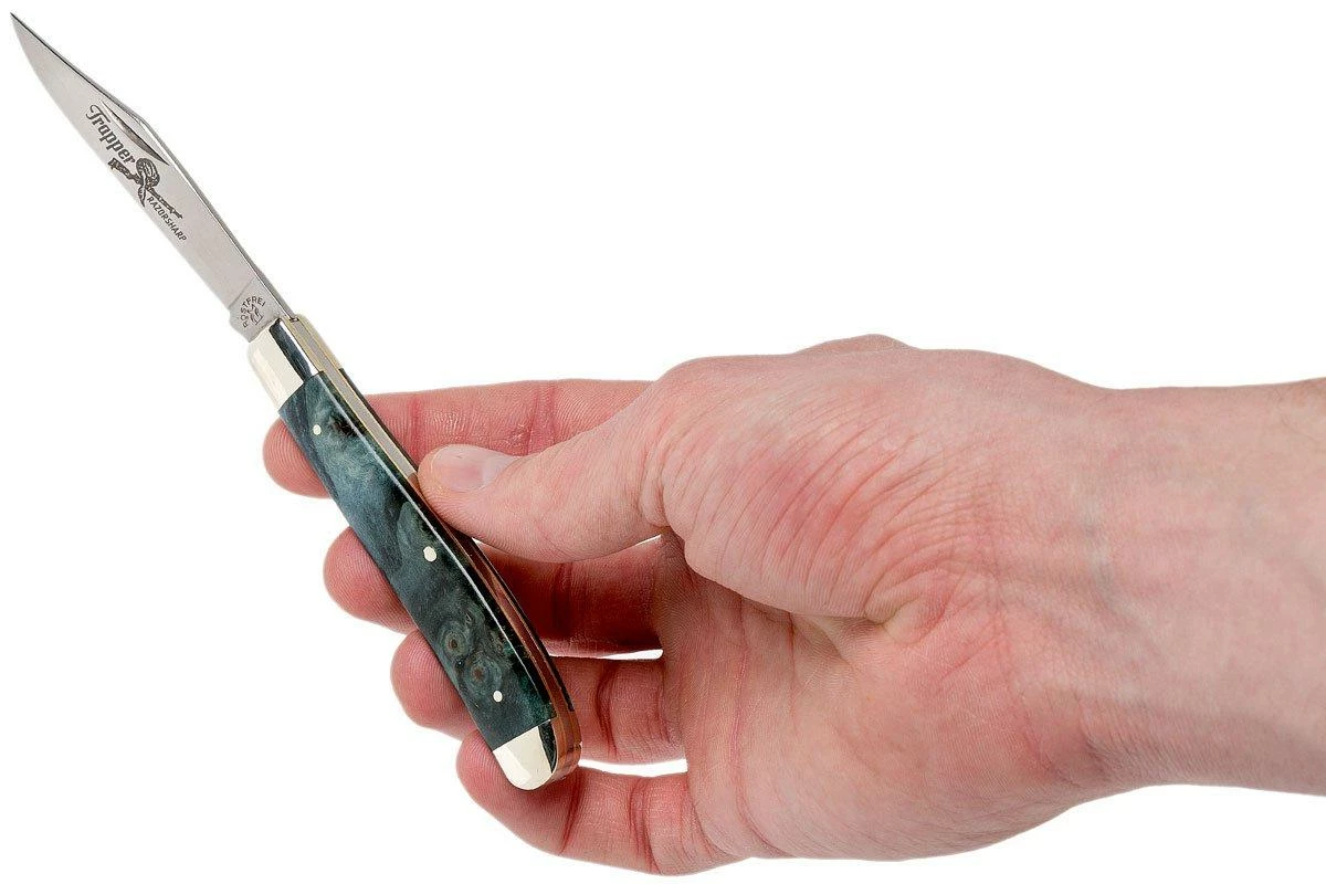 Robert Klaas US Trapper 95mm Blue Poplar Burl 412-1-2MAP-BL-TRS Couteau 9 Robert Klaas US Trapper 95mm Blue Poplar Burl 412-1-2MAP-BL-TRS Couteau – Image 7