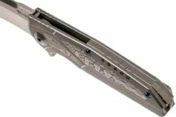 Reate K4 Grey, Damascus Inlay, M390 Satin Finish Couteau De Poche -KNIVESANDTOOLS Magasin RTK4 DAM SF 08 reate rtk4 dam sf 08