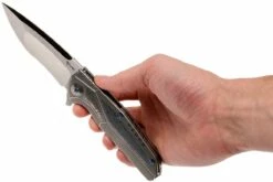 Reate K4 Grey, Damascus Inlay, M390 Satin Finish Couteau De Poche -KNIVESANDTOOLS Magasin RTK4 DAM SF 09 reate rtk4 dam sf 09