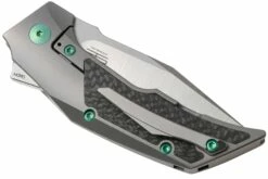 Reate T3000 Marble Carbon Fiber, Green Hardware Couteau De Poche, Tashi Bharucha Design -KNIVESANDTOOLS Magasin RTT3000 CF R 04 reate