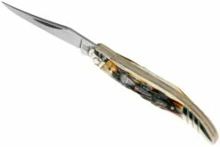 Rough Ryder Toothpick Cinnamon Stag RR2154 Damascus Slipjoint Couteau De Poche -KNIVESANDTOOLS Magasin RY2154 05 rough ryder