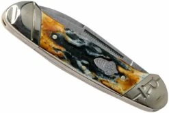 Rough Ryder Canoe Cinnamon Stag RR2156 Damascus Slipjoint Couteau De Poche -KNIVESANDTOOLS Magasin RY2156 04 rough ryder