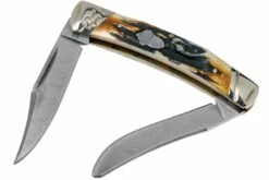 Rough Ryder Small Moose Cinnamon Stag RR2157 Damascus Slipjoint Couteau De Poche