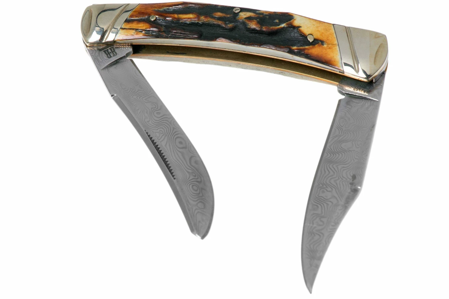 Rough Ryder Small Moose Cinnamon Stag RR2157 Damascus Slipjoint Couteau De Poche 4 Rough Ryder Small Moose Cinnamon Stag RR2157 Damascus Slipjoint Couteau De Poche – Image 2