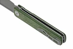 SENCUT Bronte SA08B Stonewashed, Green Micarta, Couteau De Poche -KNIVESANDTOOLS Magasin SESA08B 04 sencut