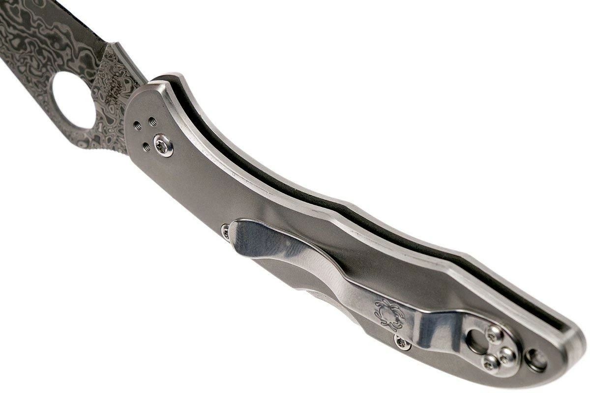 Spyderco Delica 4 Titanium Damascus C11TIPD Couteau De Poche 7 Spyderco Delica 4 Titanium Damascus C11TIPD Couteau De Poche – Image 5