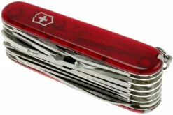 Victorinox SwissChamp Transparent Rouge 1.6795.T Couteau Suisse -KNIVESANDTOOLS Magasin VT1 6795 T 06 victorinox swisschamp 33 rood transparant vt1 6795 t d6