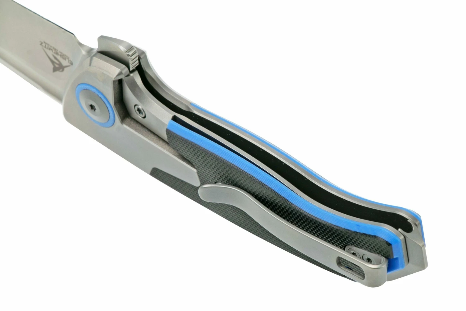 WE Knife Press Check WE20078A-2 Silver Blue Titanium Couteau De Poche 7 WE Knife Press Check WE20078A-2 Silver Blue Titanium Couteau De Poche – Image 5