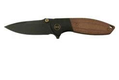 WE Knife Nitro Mini WE22015-4, Black Titanium, Brown Micarta Inlay, CPM 20CV Couteau De Poche