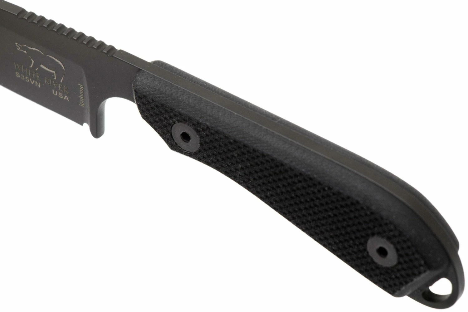 White River Knives M1 Backpacker Pro Black G10, Black Ionbond Couteau Fixe, étui Kydex 7 White River Knives M1 Backpacker Pro Black G10, Black Ionbond Couteau Fixe, étui Kydex – Image 5